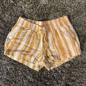 Womens Old Navy Mustard White Linen Shorts Size S